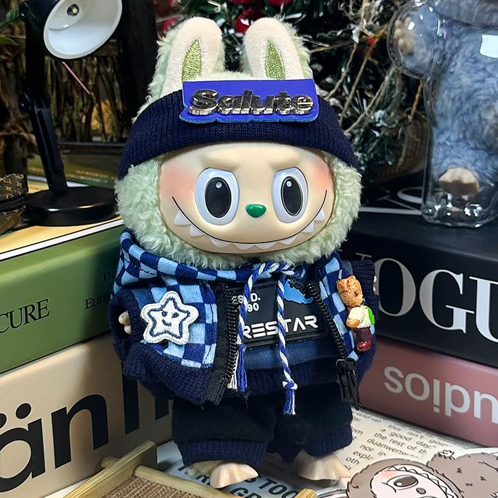 

Для куклы Лабубу 17 см Одежда Наряд Аксессуары для Корея K-pop Exo Лабубу V1 V2 Идол Сидящий Вечеринка Спортивная одежда на молнии No Doll