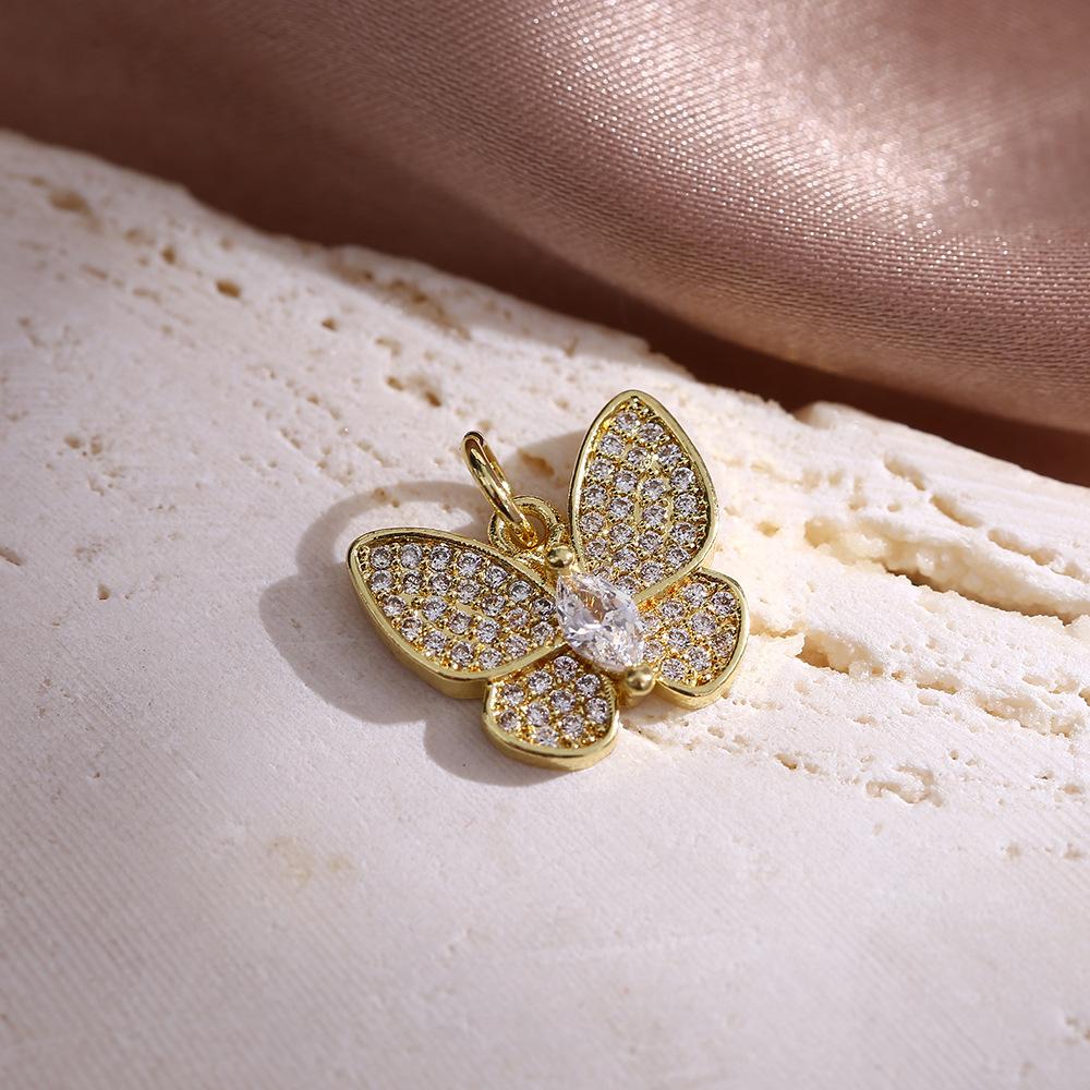 

Подвеска из меди с золотым бриллиантом и бабочкой, опаловые ювелирные изделия, аксессуары для самостоятельного изготовления ожерелья, подвески, подвески