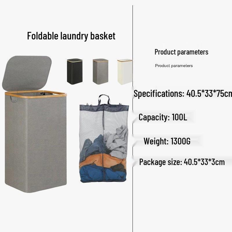 Foldable Laundry Basket with Inner Bag - Bathroom & Bedroom Storage, Oxford Cloth Hamper