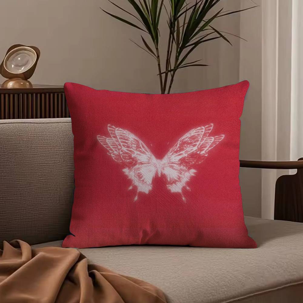 Anime Butterfly Pillow Case Anti-dustmite Pillowcase Invisible zipper silky short plush Sofa cushion cover