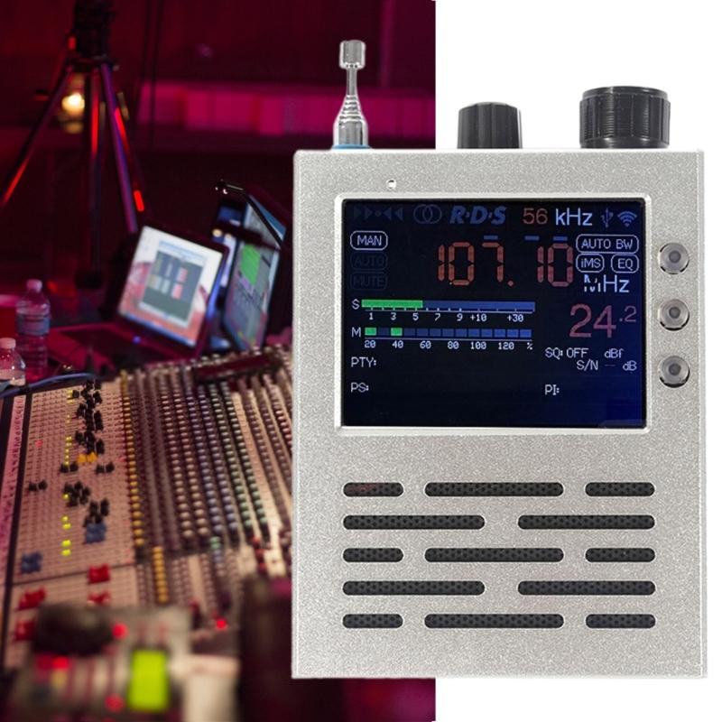 Full Bands Wireless Portable TEF6686 Radio Receiver LCD Display with Rechargeable Battery & Metal Case for Household