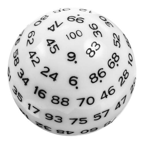 TOBBOMEY 100 Polyhedral Game Dice, Fun Number Dice, D100, Party Accessories, Entertainment Supplies, White Acrylic