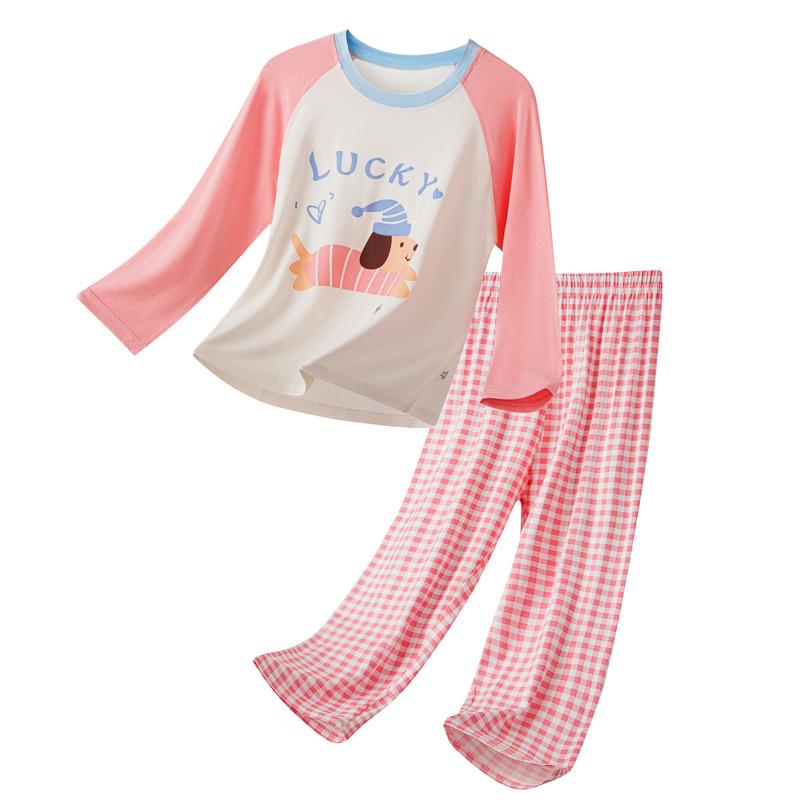 Modal Kids' Pajama Set: Boys' Toddler Short Sleeve & Long Pants, Girls' Cartoon Casual Wear