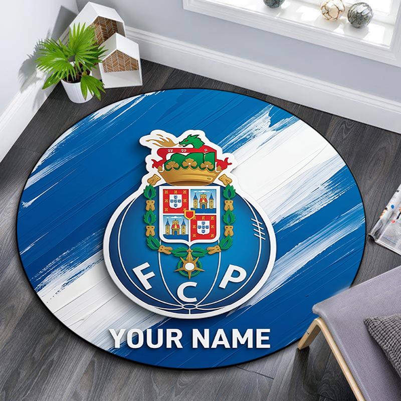 Custom Name Futebol Clube Do Porto2 Round Area Rug,Carpet Rug for Living Room Bedroom Sofa Playroom Decor,Non-slip Floor Mat