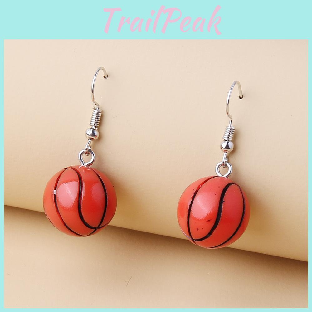 Stylish Resin Geometric Earrings With Basketball Theme For Holiday And Event Gifts