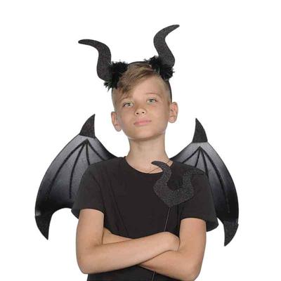 3pcs/set Halloween Cosplay Costume Devil Wing Set with Satin Fabric for Party Masquerade Performance Accessories Adults/Children