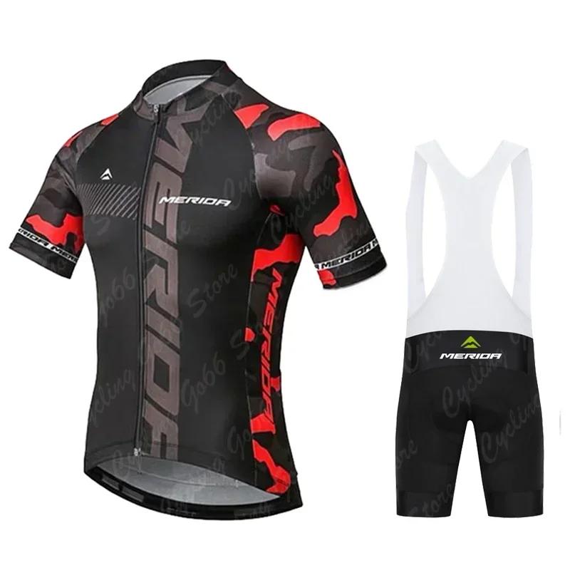 2026 Cyklistický dres Set Merida Letní Krátký rukáv Prodyšný Pánský MTB Kolo Cyklistické oblečení Maillot Ropa Ciclismo Jednotný oblek