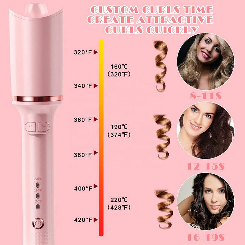 Professional Automatic Rotating Styling Tool Hair Curler with Ceramic Ionic Barrel and Smart Anti-Stuck Sensor