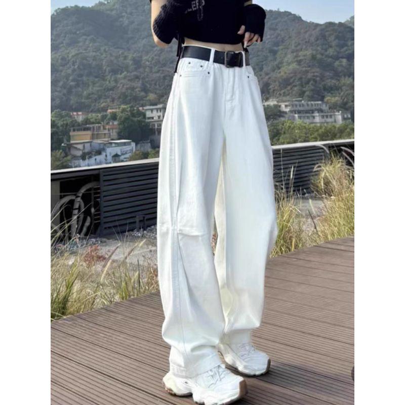 Plus Size Women's Light Blue Bootcut Jeans - High Waist, Slimming, Straight Wide Leg for Spring/Autumn 2025
