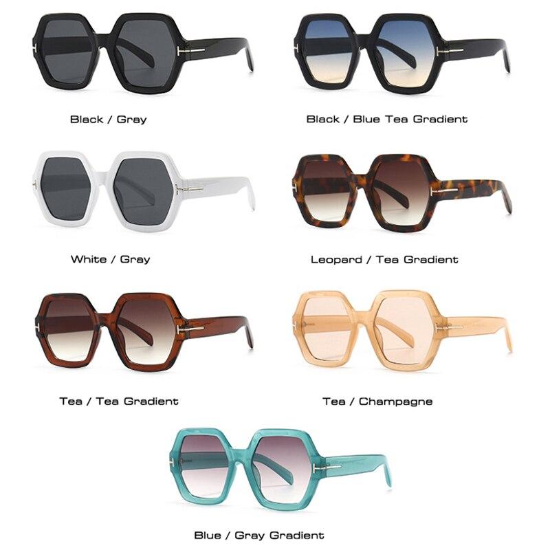 SO&EI Mote Polygon Square Dame Solbriller Retro Merke Designer Jelly Tea Eyewear Menn Gradient Solbriller Shades UV400