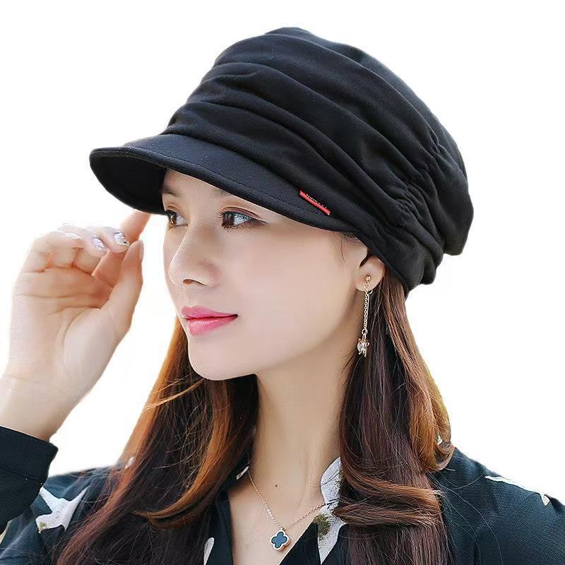 Korean Style Pullover Baseball Cap: Autumn/Winter Warm, Fashionable Pleated, Outdoor Flat Top Knitted Hat