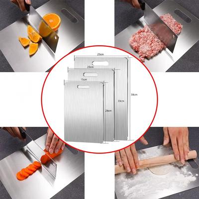 Edelstahl Küchenschneidebrett, doppelseitiges lebensmittelechtes Schneidebrett für Fleisch, Obst & Teig