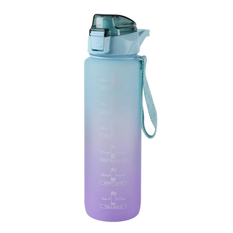 1000ml Stay Hydrated and On Track with Our Gradient Color Sports Water Bottle with Time Marker Perfect for Outdoor Fitness
