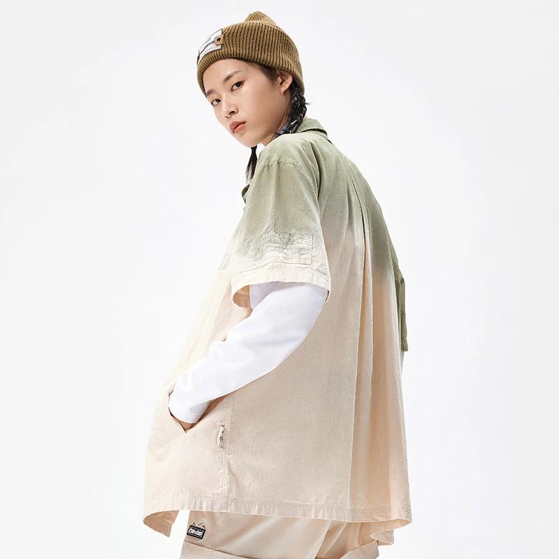 Li-Ning Color Block Tie-Dye Chinese Character Embroidered Casual Shirt Men Shirts Desert-Green ASHS135-2