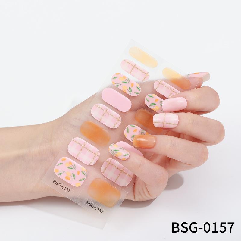 Japanese Gel Manicure Stickers Nail Stickers 3d Bronzing Light Therapy Nails Checkerboard Nail Stickers