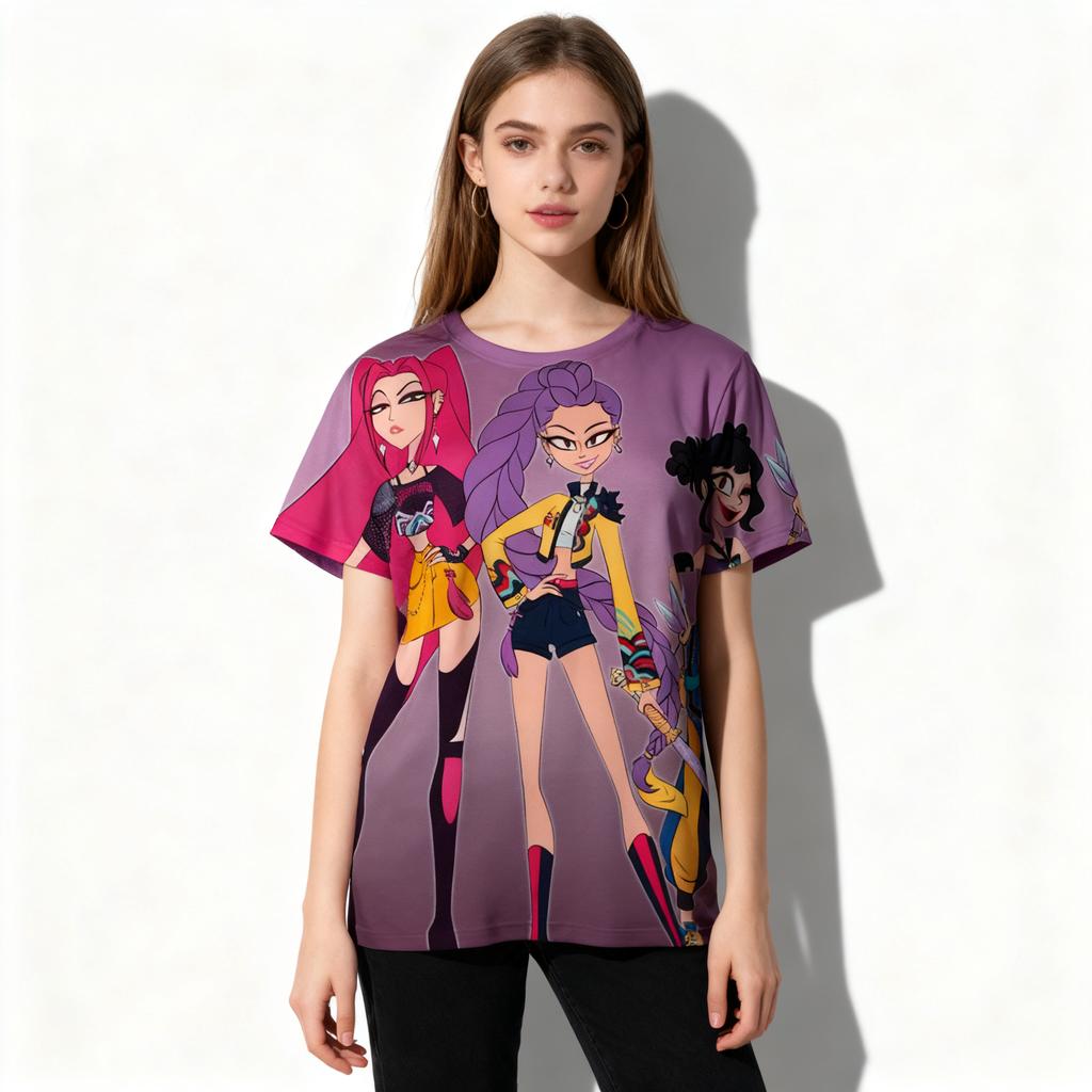 Kpop Hexenjagd Team Gaza Herren Team T-Shirt Anime 3D Damenbekleidung T-Shirt Geschenk