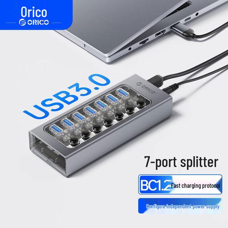 ORICO Industrial USB 3.0 Hub: 10-Port High-Speed Multi-Port Expander & Charger