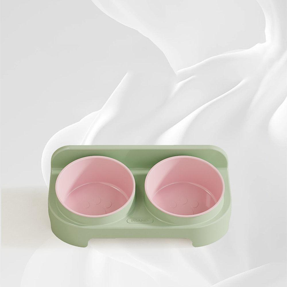 Ecological Cat Bowl, Double Bowl Set, Inclined Mouth Food and Water Bowl for Cats, Also Suitable for Dogs,