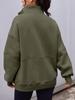 Autumn/Winter European & American Women's Pocket Half-Zip Loose Spliced Stand-Up Collar Fleece Sweatshirt