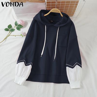 Autumn Women Long Sleeve Stitching Hooded Sweatshirts