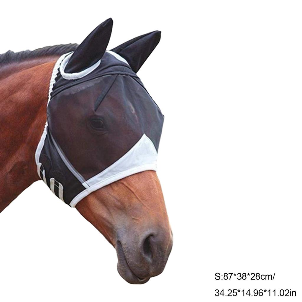 Horse Fly Mask With Breathable Mesh Elastic Design For Horse Outdoor Riding And Training UV Protection