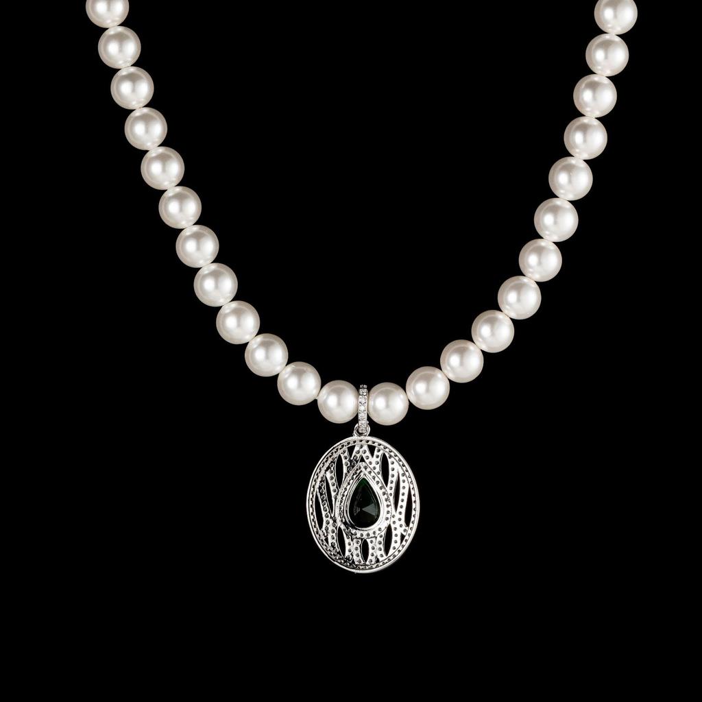 Tiktok Live Broadcast Cross-border Europe America Pearl Necklace Metal Artificial Color Treasure Mixed Women's