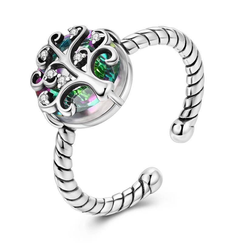 Adjustable Ring 925 Silver Fire Dragon Blossom Flower Clover Open Rings For Women Wedding Jewelry Gift