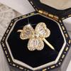 Classic Four-Leaf Clover full diamond Stackable Band 18K Gold Lucky Clover Ring for Women Symbol Jewerly Party Gift
