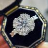 Huitan Exquisite Women Wedding Rings with Crystal Cubic Zirconia Copper Color Engagement Ring Temperament Modern Fashion Zircon