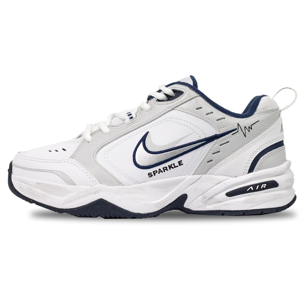 Nike Air Monarch 4 Gray Track Slip Resistant Abrasion Resistant Low top Chunky Sneakers Men's White Gray 415445-102(Team686-)