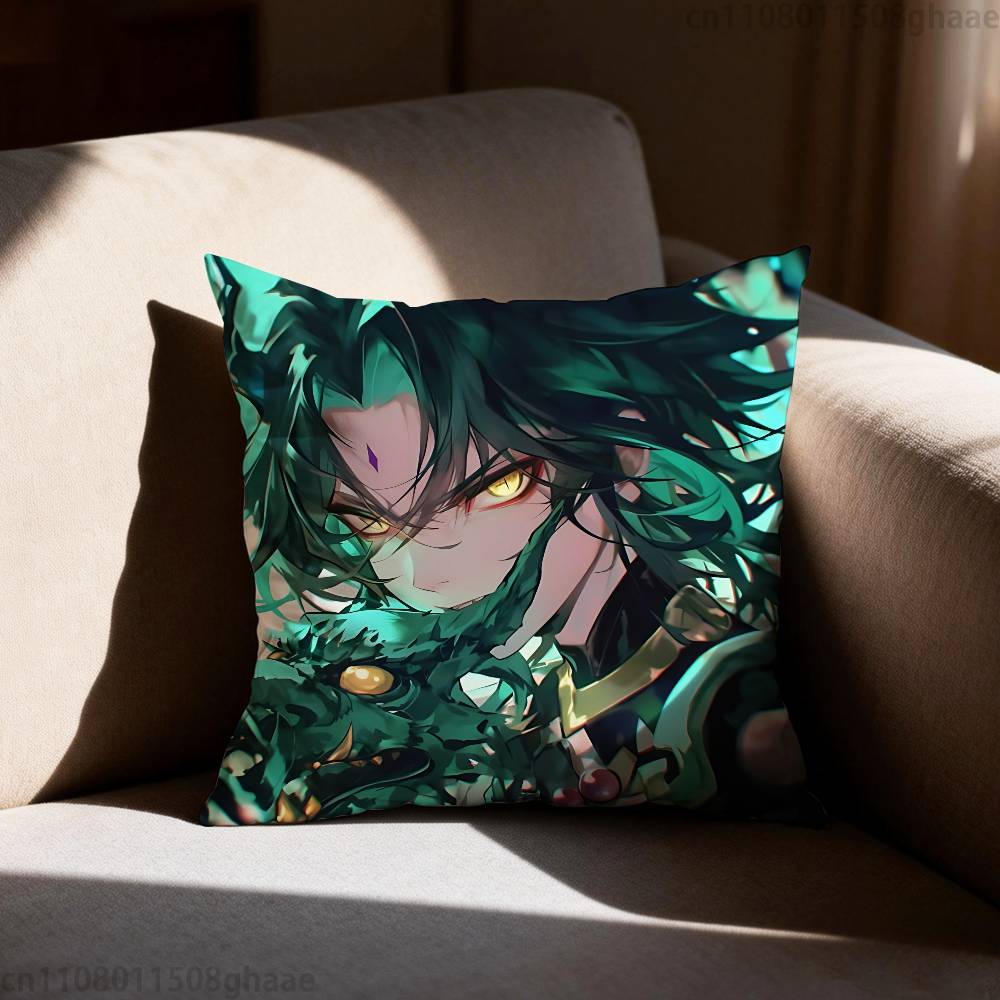 GGenshin Impact Xiao Pillow Case Sofa Living Room Bedroom Headboard Backrest Cushion Square Cushion Nap Time