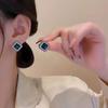 Korean Fashion Blue Crystal Square Stud Earrings for Women - S925 Sterling Silver