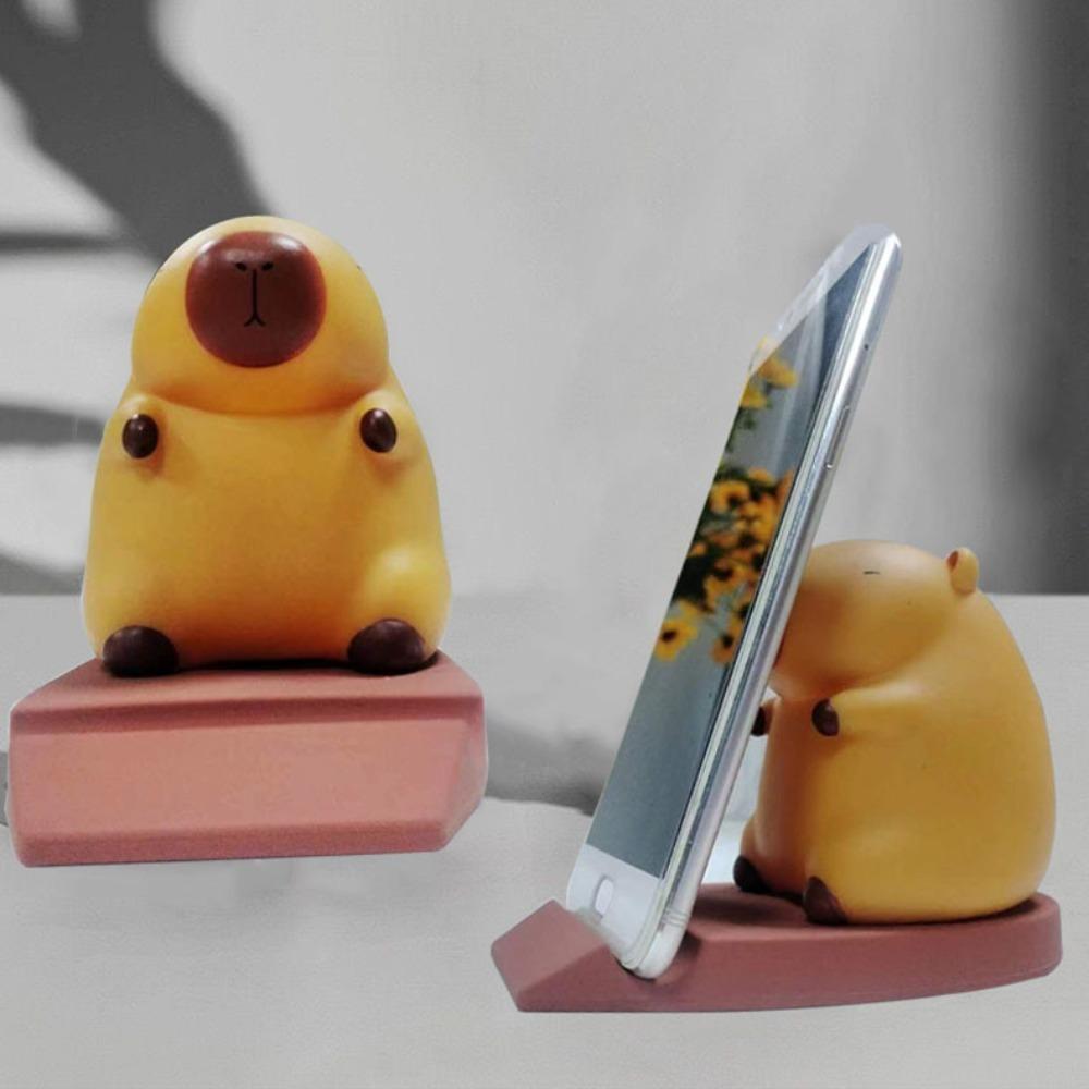 

Figure Model Capybara Phone Holder PVC Doll Capybara Cell Phone Bracket Small Gifts коричневый