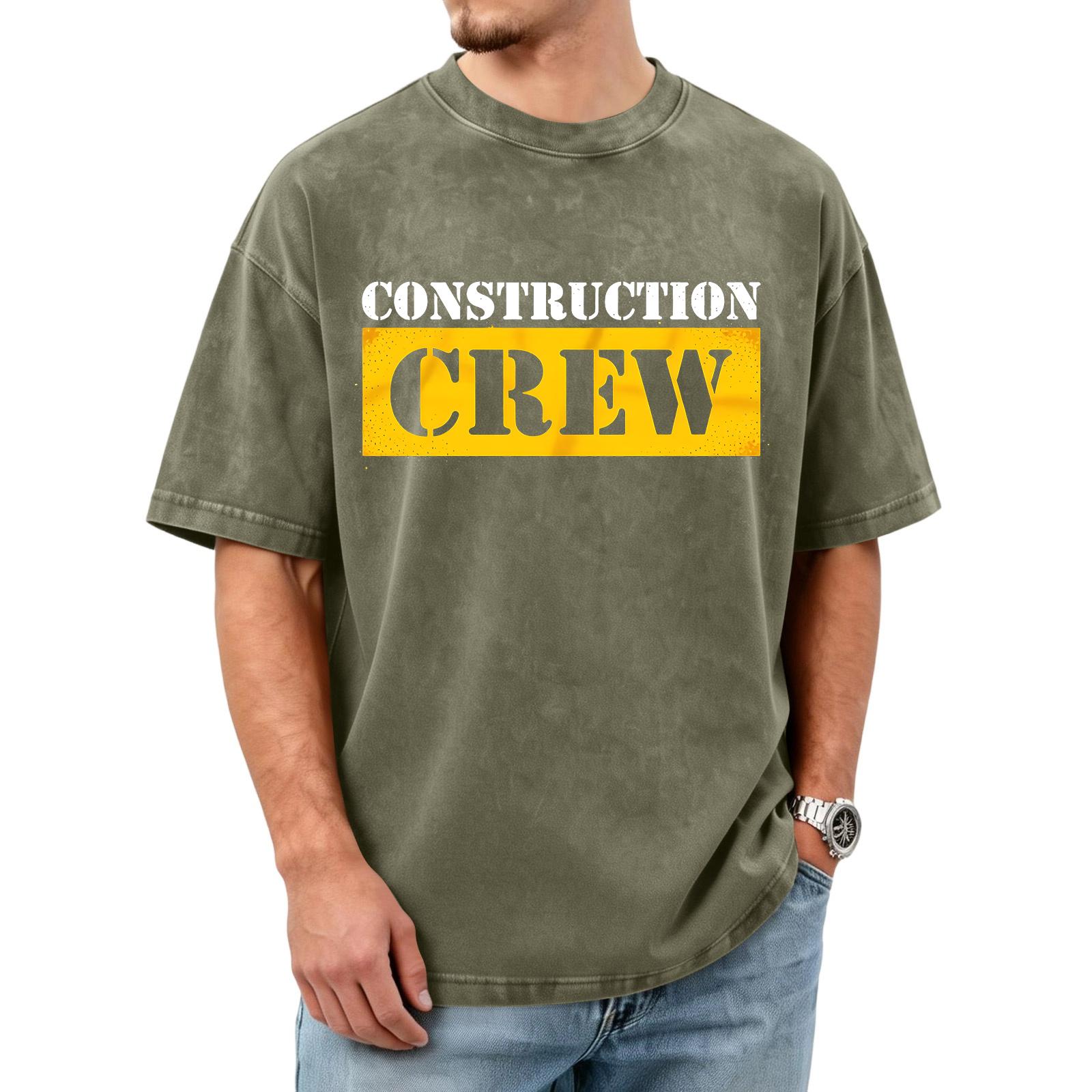 

Men s Labor Day Graphic Washed Vintage Cotton Crew Neck Short Sleeve T Shirt Construction Crew Print Casual Fit M