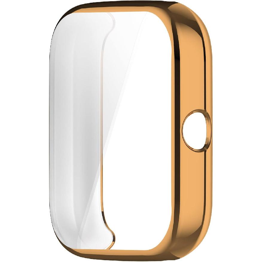 FitTurn Screen Protector Case for Amazfit Bip 3/Bip 3 Pro Watch TPU Slim Case Cover [Plating Metal Color Frame] [3D Full Coverage] Shell Protective