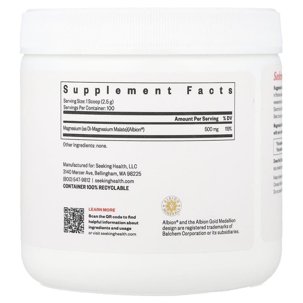 Seeking Health Magnesium Malate Powder 500mg 250g (8.82oz)