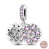 Colorful Heart Murano Glass Flower Travel Pink Charm Bead Components Copper Metal Compatible With Authentic Original Bracelet High Quality Fine