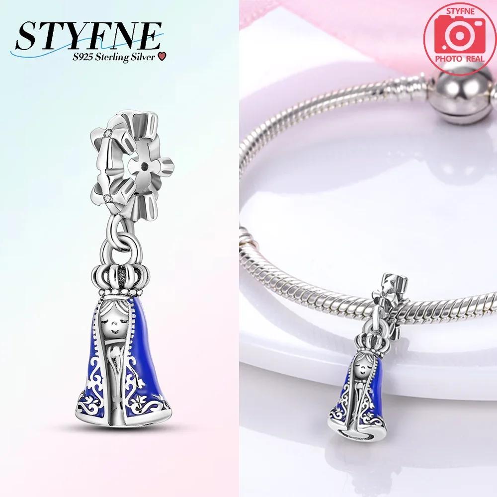 

Original Blue Doll Girl Pendant Angel Religious Cross Beads Fit Bracelet Copper Women Diy Fine Gift Necklace Accessory Set
