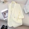 2025 Summer Women's Milk Yellow Suit Jacket - Korean Goddess Style, Versatile, Casual, Thin Top for Trendy Commutes