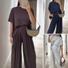 Two Piece Sets for Women Short Sleeve Crew Neck Top And Pants Tracksuit Lounge Set Casual Summer Vacation Outfits