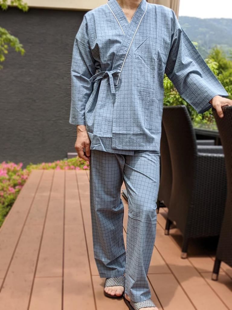 MY Cotton Samue 3 Hospital Stay Sleepwear [KISS LIFE] Men's 100% Front-Opening Pajamas, Style, Colors, Pajamas, Men's Loungewear, (Smoky Blue, LL)