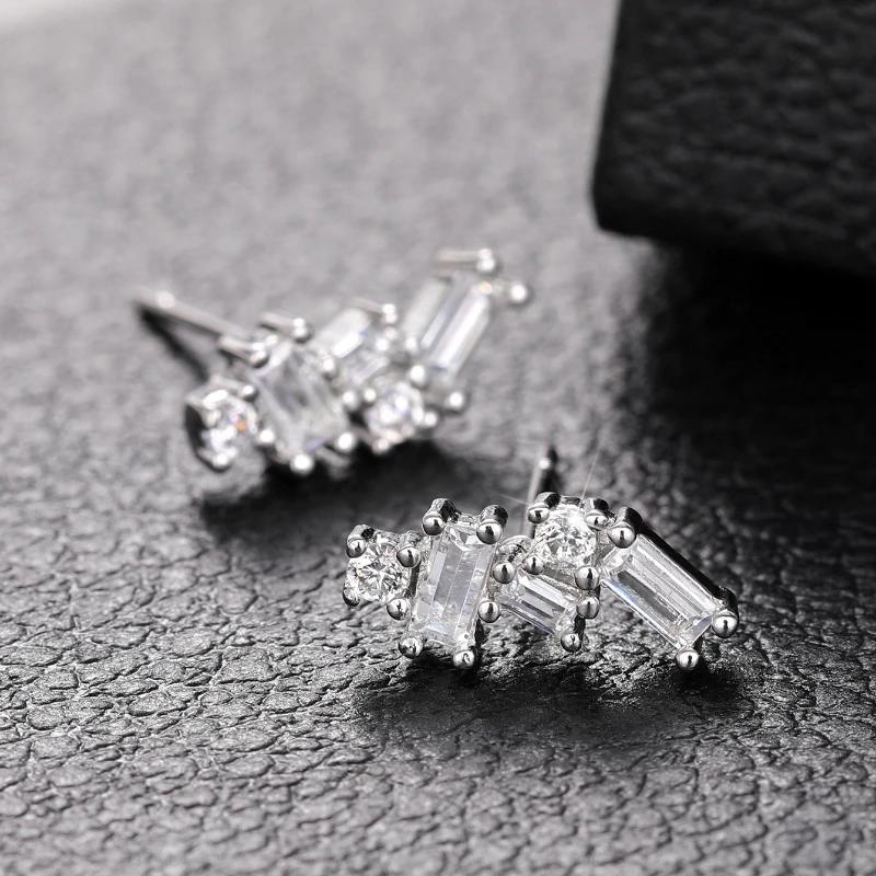 Chic Trendy Stud Earrings with Shiny Cubic Zirconia Delicate Graceful Ear Accessories for Women Elegant Wedding Jewelry
