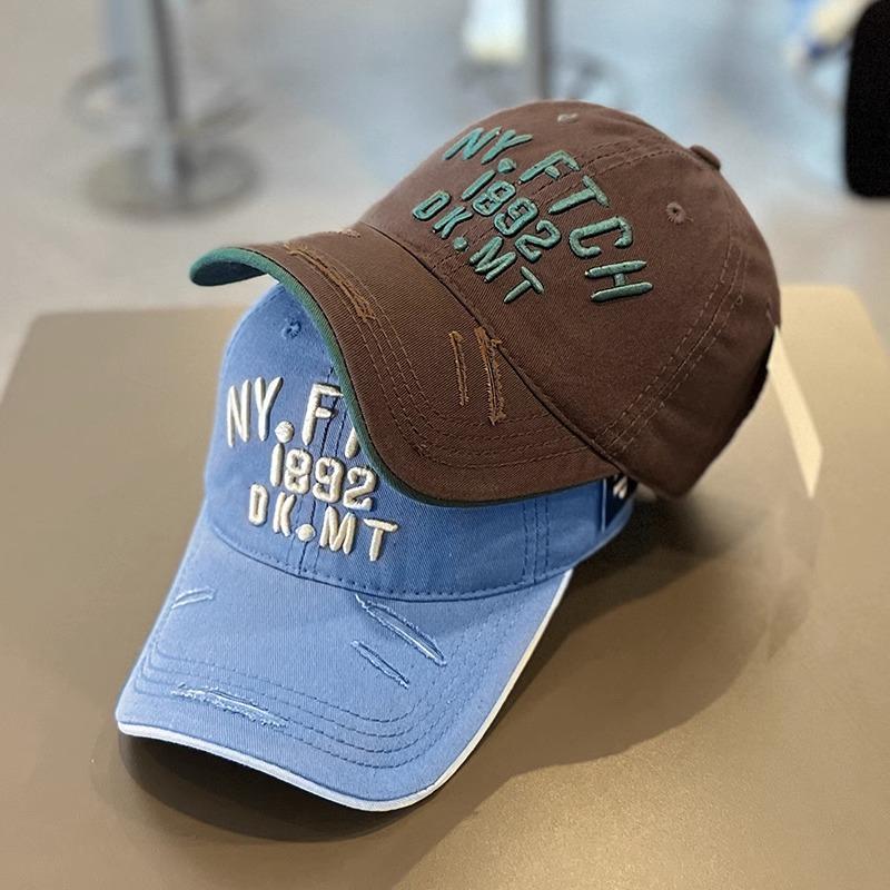 Embroidered Baseball Hat for Women In Summer Korean Style Fashion Letters Big Head Circumference Showing Face Small Sun Protection Baseball Cap