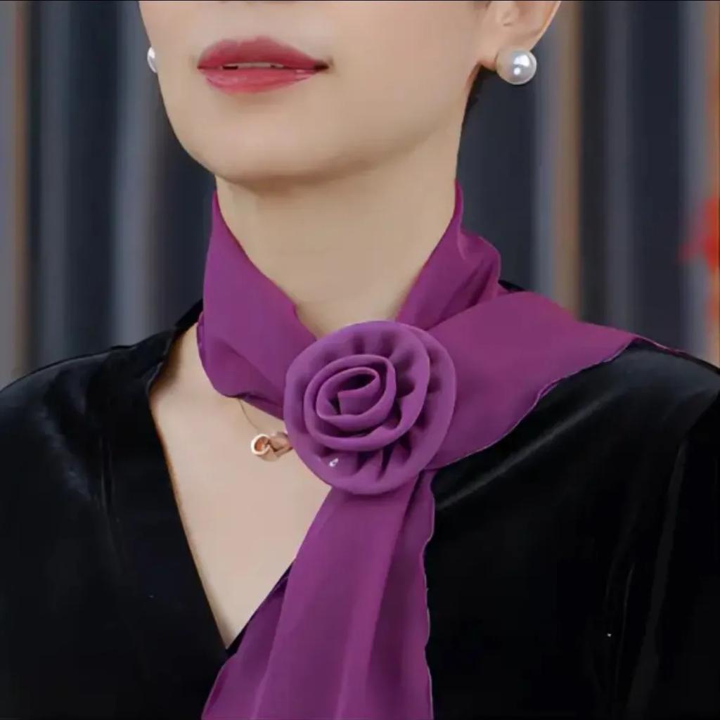 WTEMPO Solid Color Soft Thin Silk Scarves Retro Elegant Fashion Women's Spring Summer Versatile Casual Outdoor Sunscreen Scarves