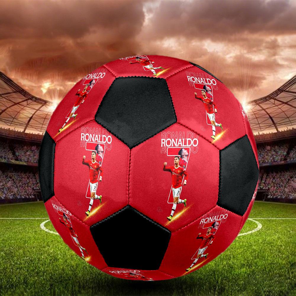 1PC Cristiano Ronaldo Heart Size 5 Soccer Ball PrahaIndoor Soccer Ball Colorful All Ages Machine Stitched PVC Competition Ready Durable High-Bounce