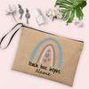 Rainbow Teacher Pencil Case Personalized Custom Name Linen Stationery Supplies Storage Bags Travel Neceser Makeup Bag Best Gifts