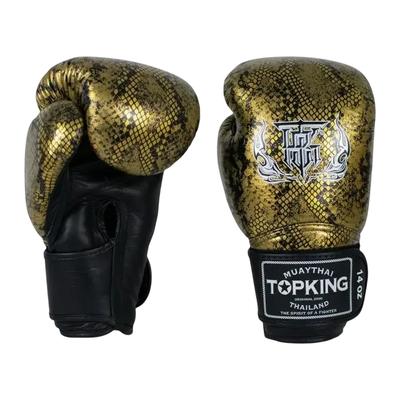 Top King Super Star Snake Muay Thai Boxing Gloves 10OZ Black/Gold