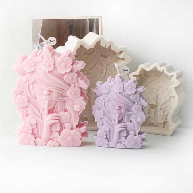 Beautiful Flower Girl Shaped Silicone Mold Unique Floral Girls Candle Crafting Mold Silicone Mold for Artistic Crafters