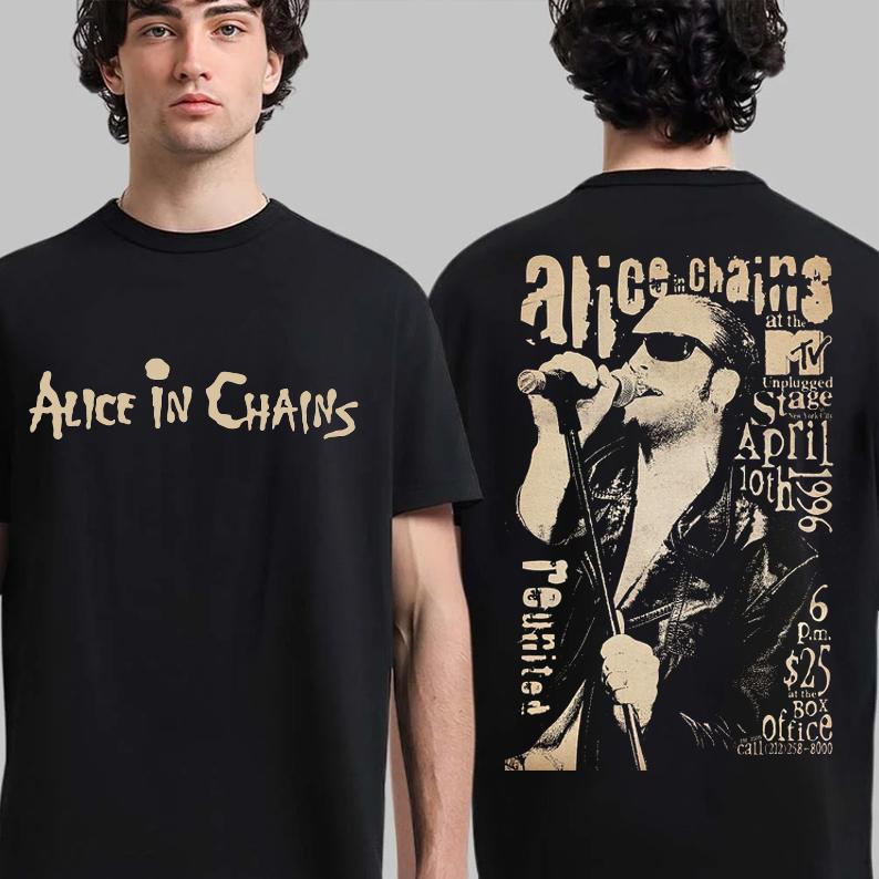 Vintage Alice In Chains Print Short Sleeves Tshirt Grunge Rock Band Graphic Unisex Women 90s Alternative Music Merch Gift For Fan
