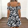 Women Adjustable Sling Dress Plus Size Peony Printed Flowy Summer Vacation Gown